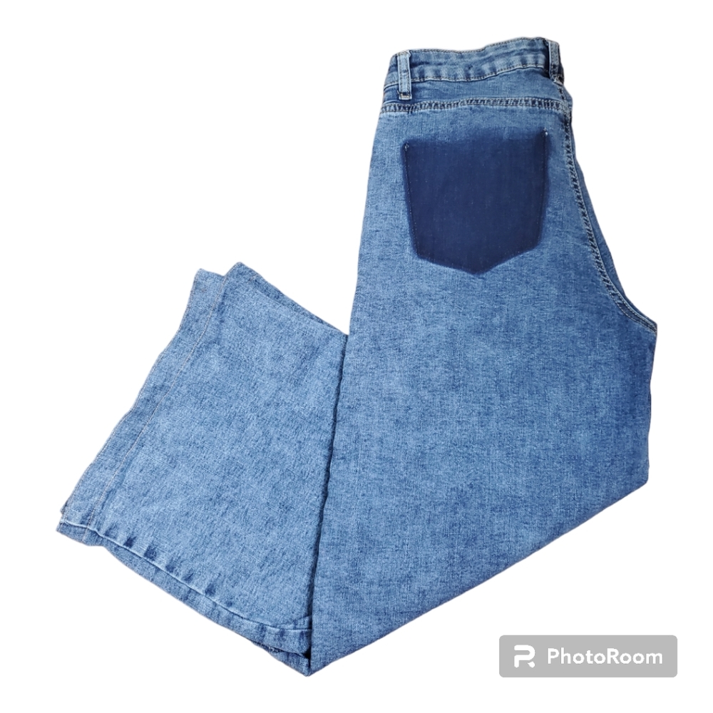 Indigo Rein Cropped Wide Leg Stretch Blue Jean